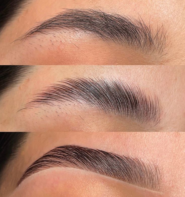 Brow lamination stages at Laurance, DIFC Dubai